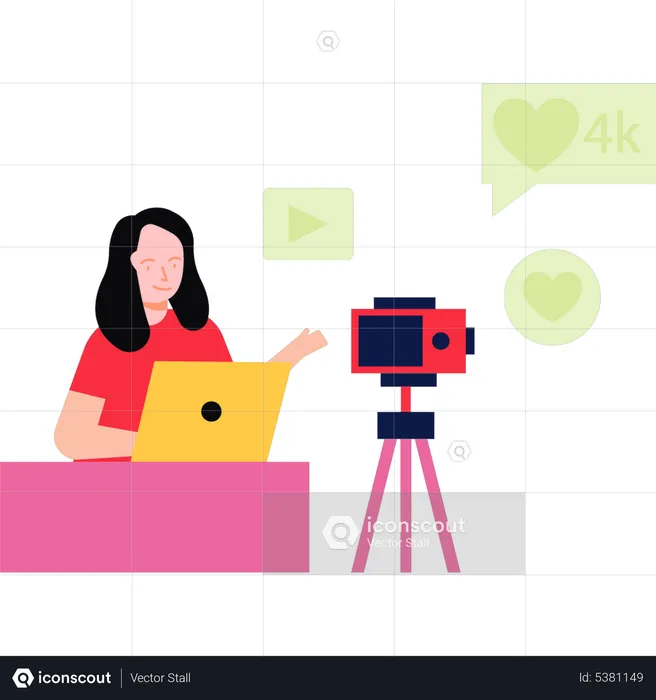 Chica haciendo video social  Ilustración