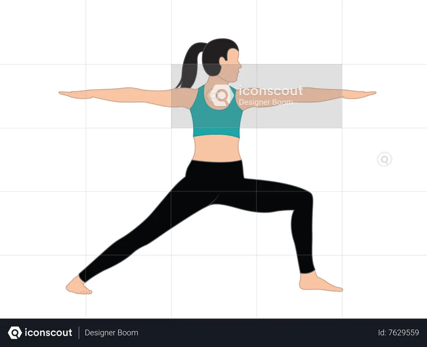 Chica haciendo Virabhadrasana  Ilustración