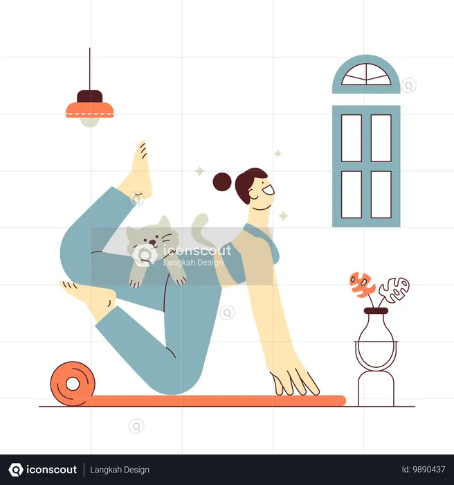 Chica haciendo yoga  Ilustración