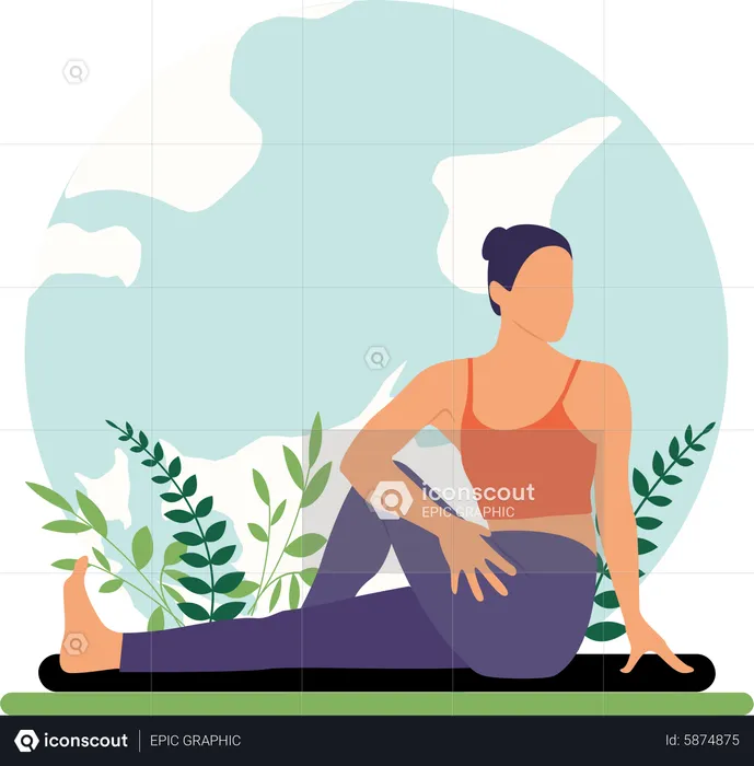 Chica haciendo yoga  Ilustración