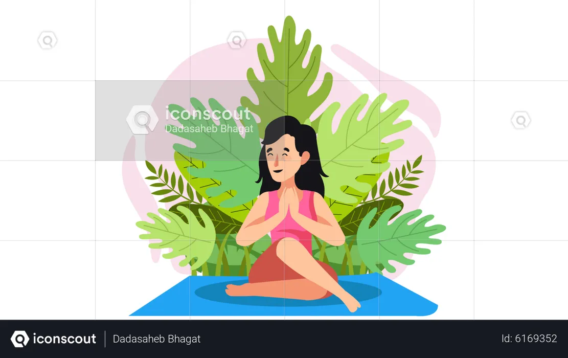 Chica haciendo yoga  Ilustración