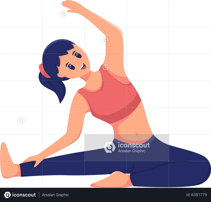 Chica haciendo yoga  Ilustración