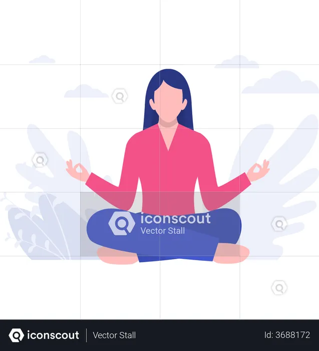 Chica haciendo yoga para relajarse  Ilustración