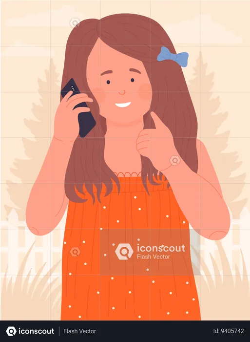 Chica llamando por teléfono  Ilustración