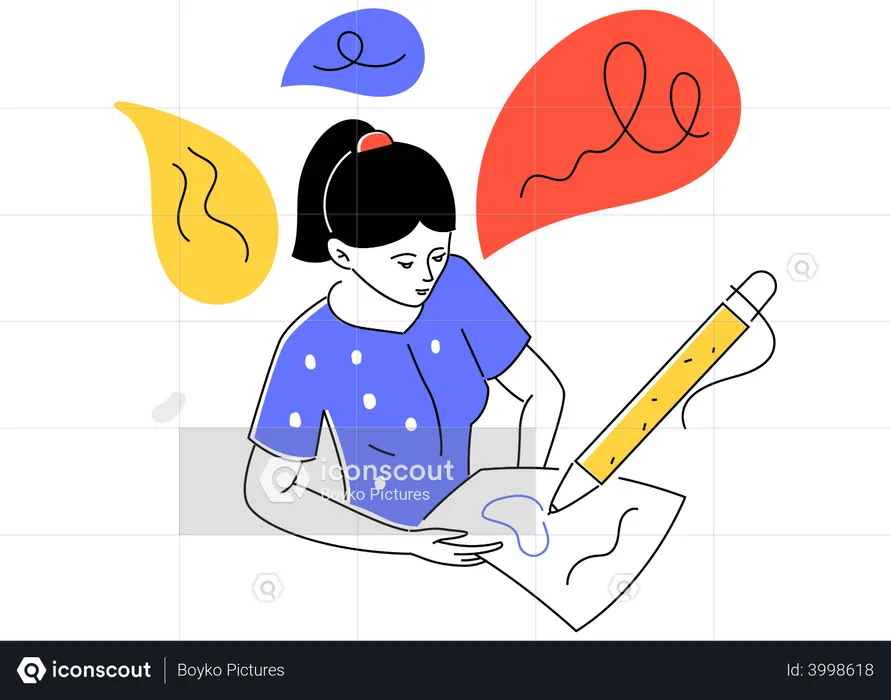 Niña, lluvia de ideas  Ilustración
