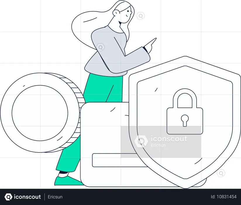 Chica mostrando seguridad financiera  Ilustración