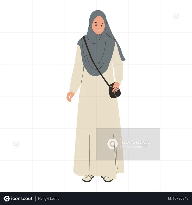 Chica musulmana usando hijab  Ilustración