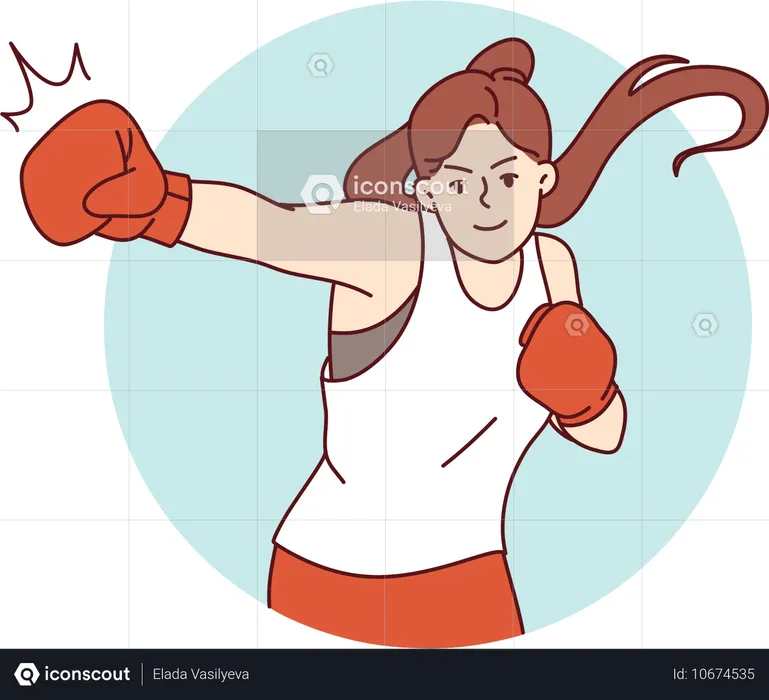 Chica practicando boxeo  Ilustración