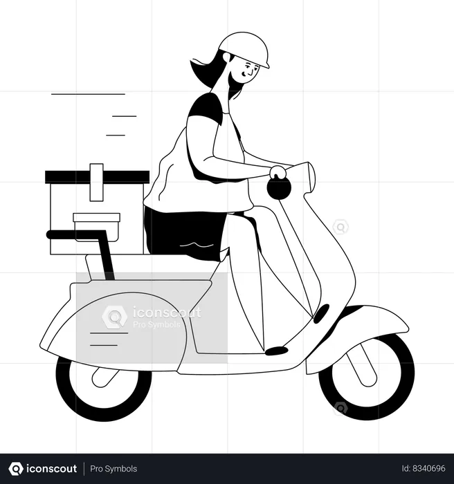 Chica proporciona entrega de bicicletas  Ilustración