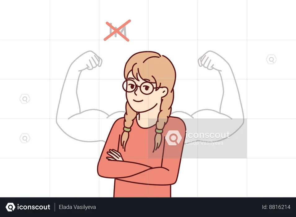 La chica quiere hacer entrenamiento muscular.  Ilustración