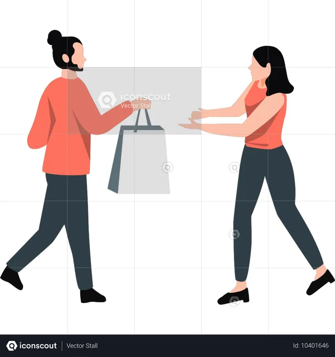 Chica recibiendo entrega de compras  Ilustración