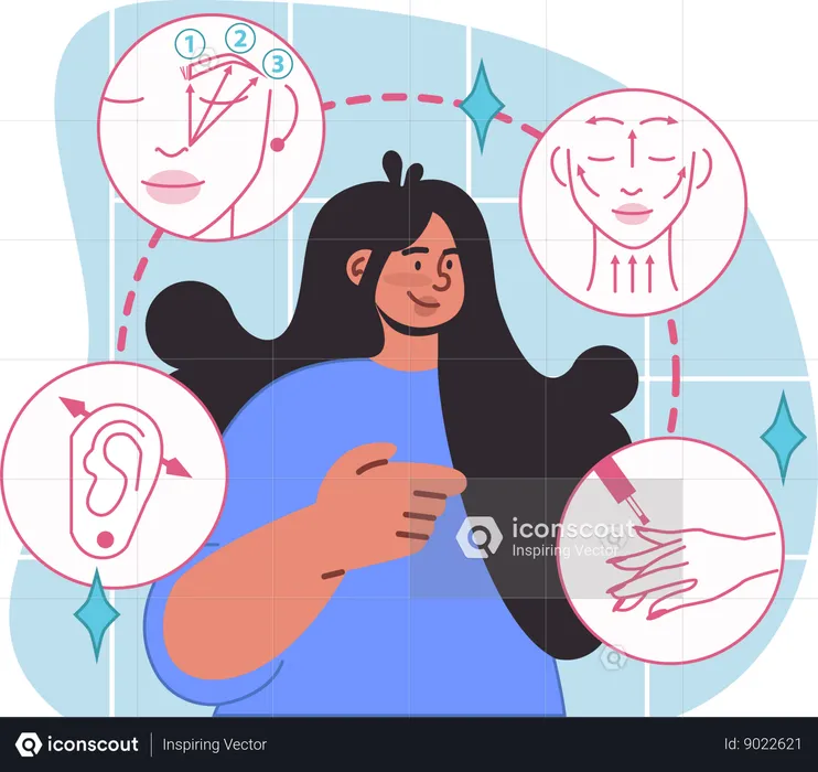 Chica recibiendo servicio de belleza  Ilustración