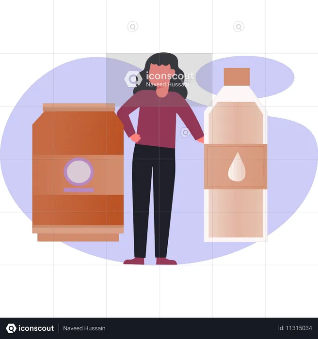 Chica señalando refresco  Ilustración