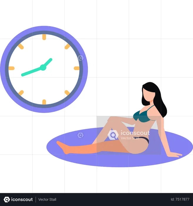 Chica sentada vistiendo bikini  Ilustración