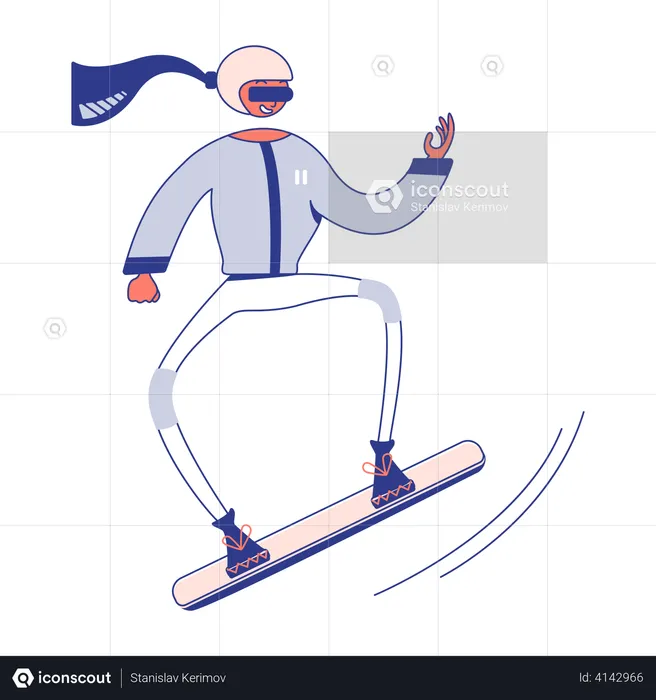 Chica snowboarder  Ilustración