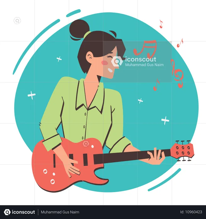 Niña tocando la guitarra  Ilustración