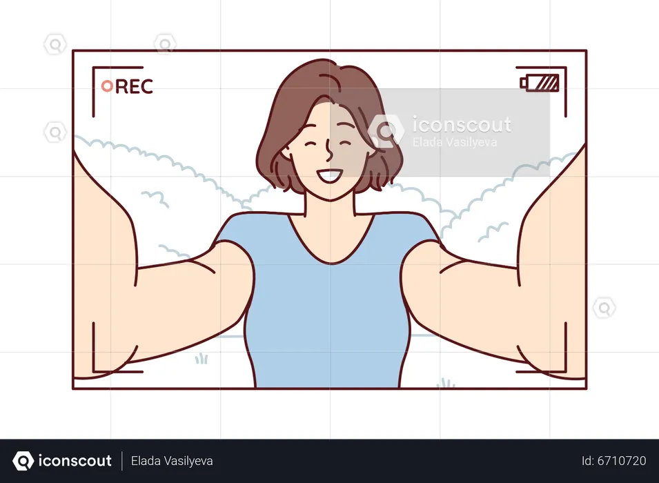 Chica tomando auto video  Ilustración