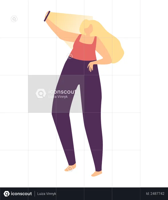 Chica tomando selfie  Ilustración