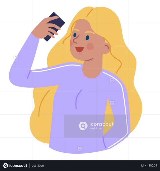 Chica tomando selfie  Ilustración