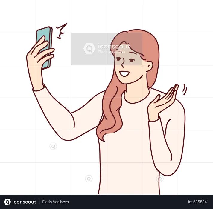 Chica tomando selfie  Ilustración