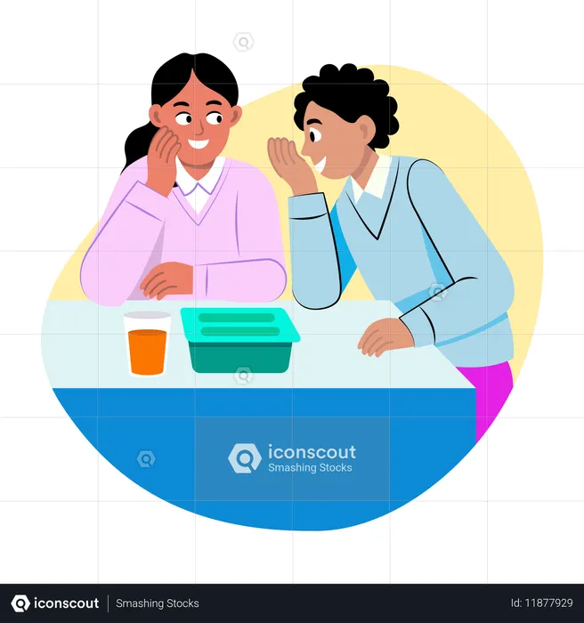 Chica y hombre compartiendo secretos  Ilustración