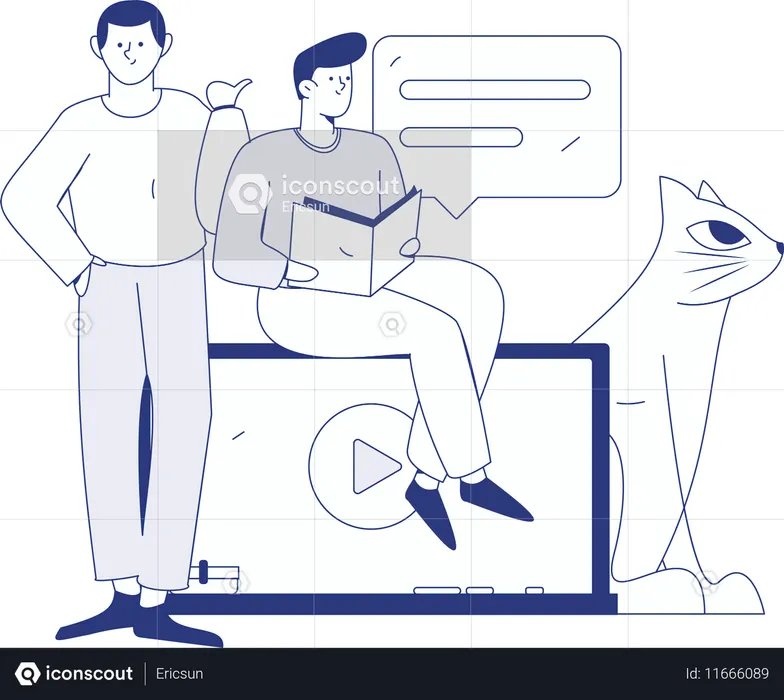 Chica y hombre con horario de estudio.  Ilustración