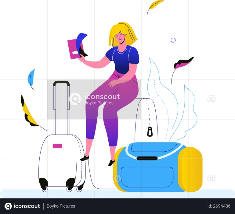 Chica yendo de vacaciones  Ilustración