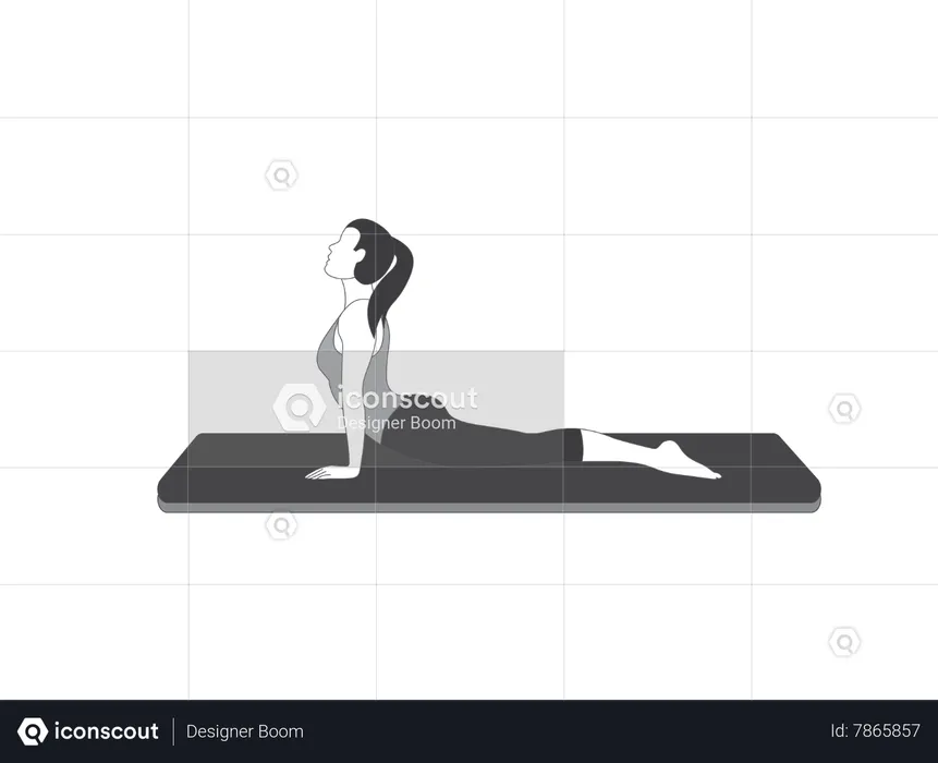 Chica de yoga haciendo bhujangasana  Ilustración