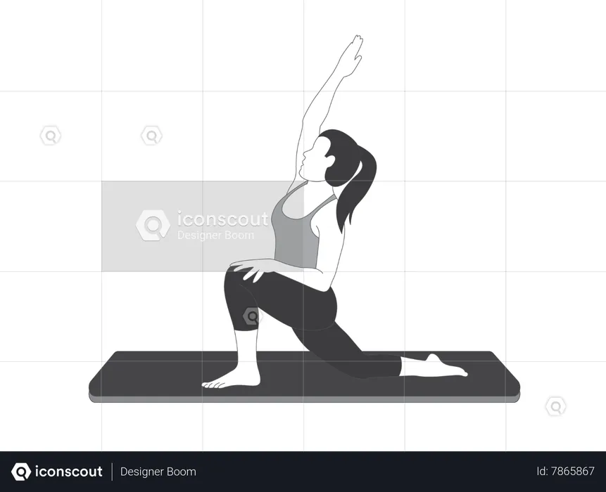 Chica de yoga haciendo ejercicio de estiramiento corporal  Ilustración