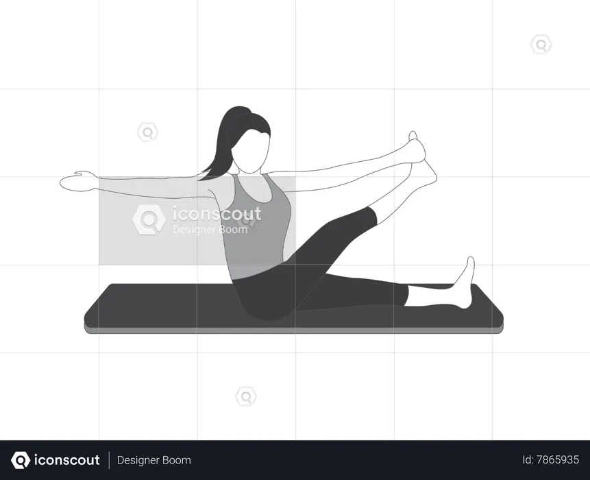 Chica de yoga haciendo estiramientos de piernas  Ilustración