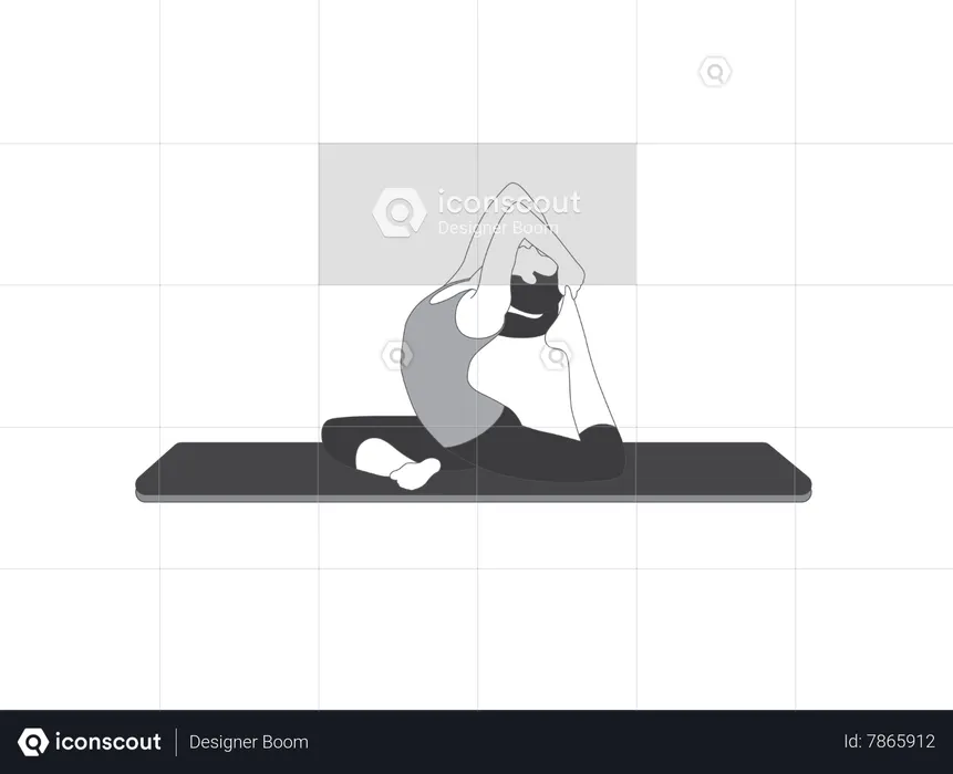 Chica de yoga haciendo una pose de paloma real con una sola pierna  Ilustración