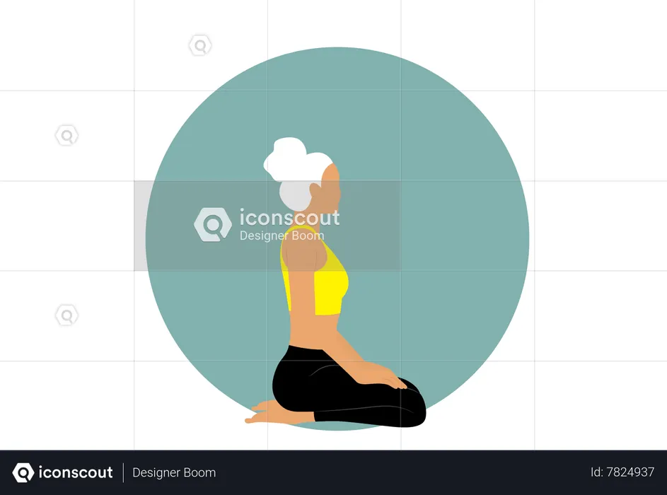 Chica de yoga haciendo pose vajrasana  Ilustración