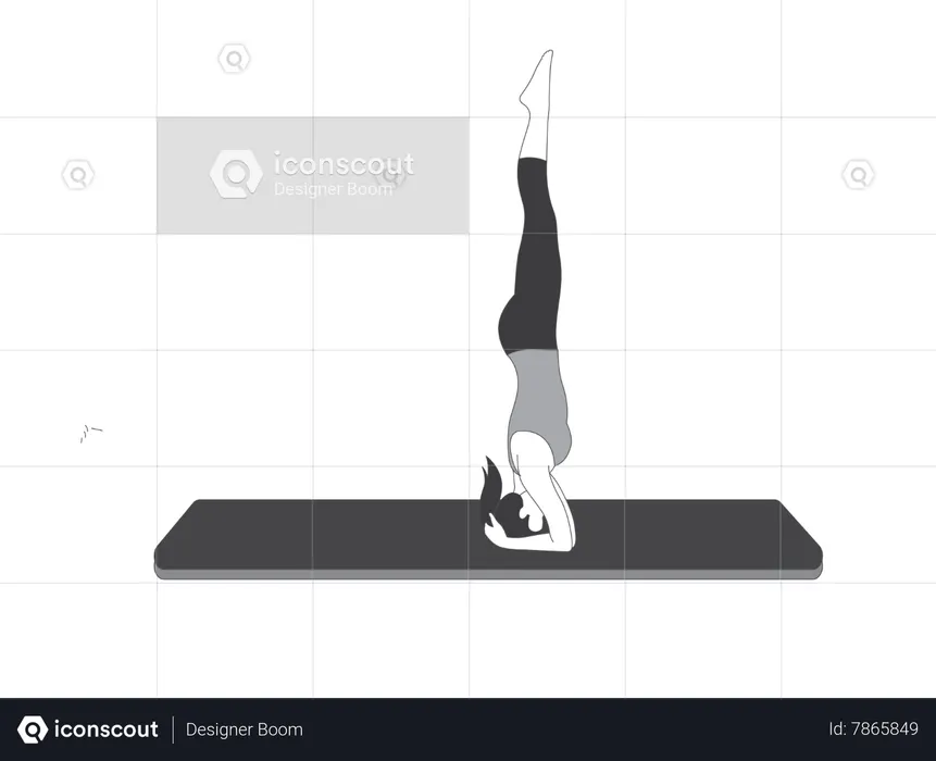 Chica de yoga haciendo postura de parada de cabeza  Ilustración