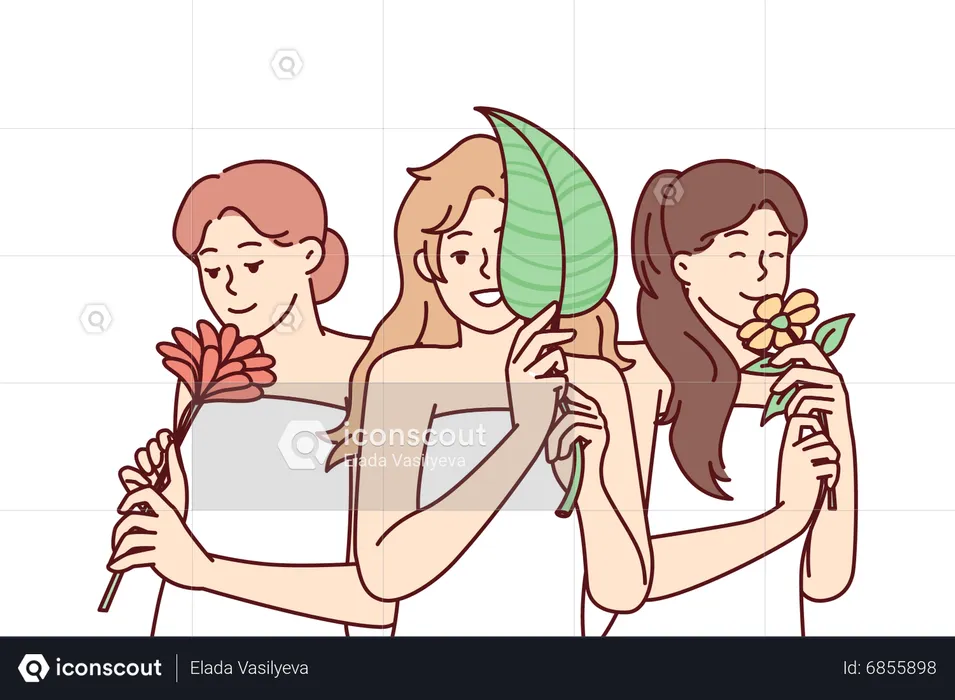 Chicas en traje de spa  Ilustración