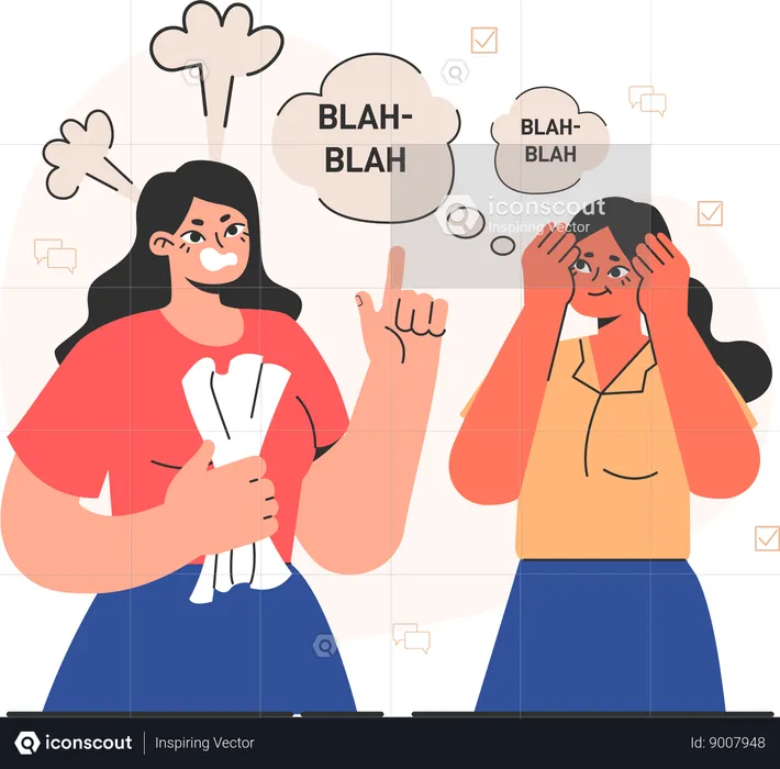 Chicas peleando verbalmente  Ilustración