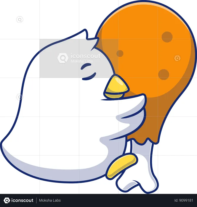 Chick Hugging Fried Chicken  Illustration
