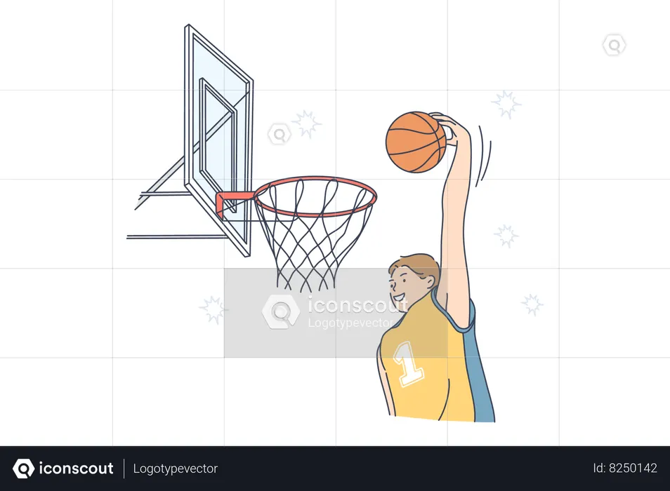 Jugador de baloncesto atleta chico  Ilustración