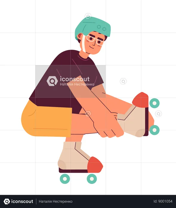 Chico haciendo trucos en patines  Ilustración