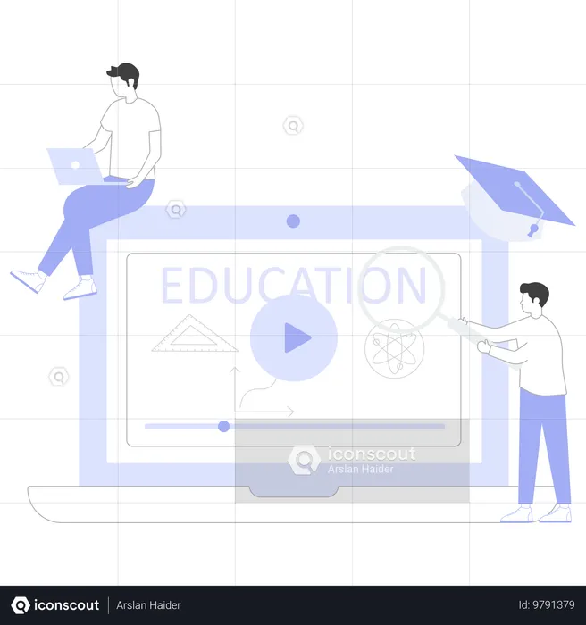 Chicos haciendo E-Training  Ilustración