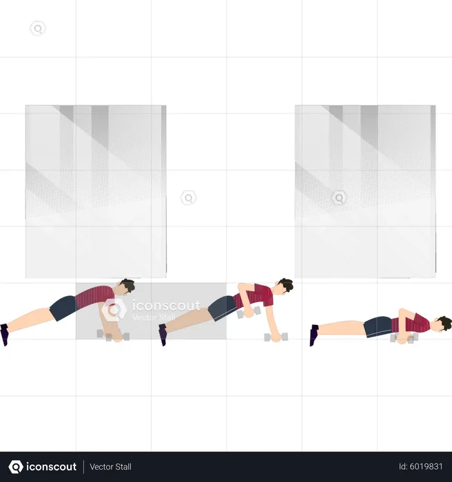 Chicos haciendo flexiones  Ilustración