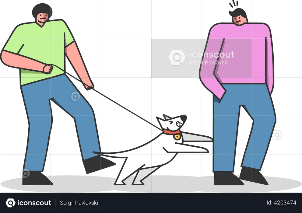 Chien agressif attaquant une autre personne  Illustration