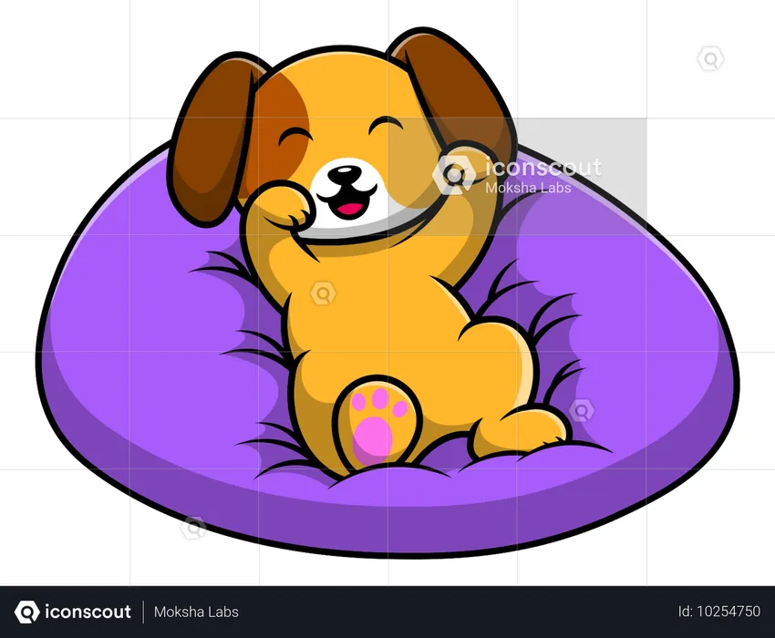 Chien couché sur un oreiller  Illustration