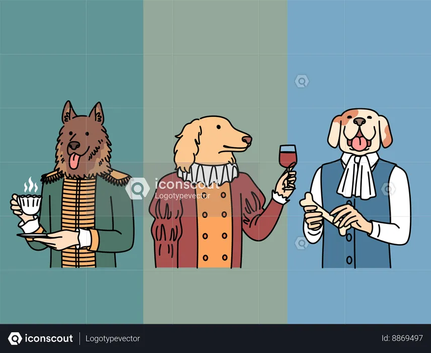 Les animaux chiens font la fête  Illustration