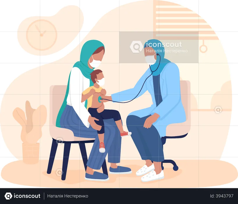 Child checkup with parent  Illustration