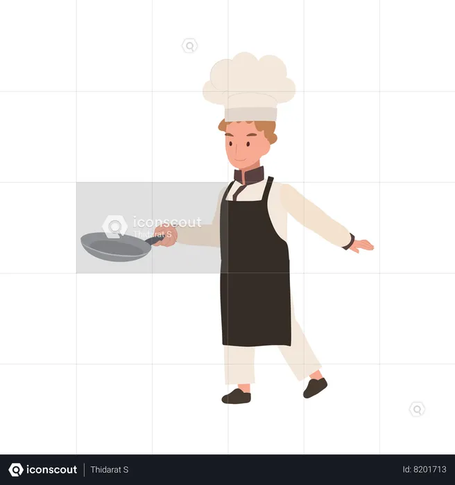 Child Chef Prepares a Delicious Meal  Illustration