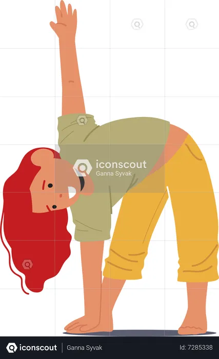 Child Engaged In Yoga Poses  Illustration