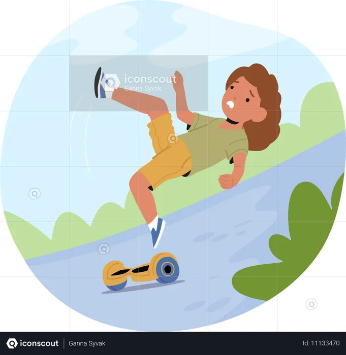 Child falling from hoverboard  Illustration