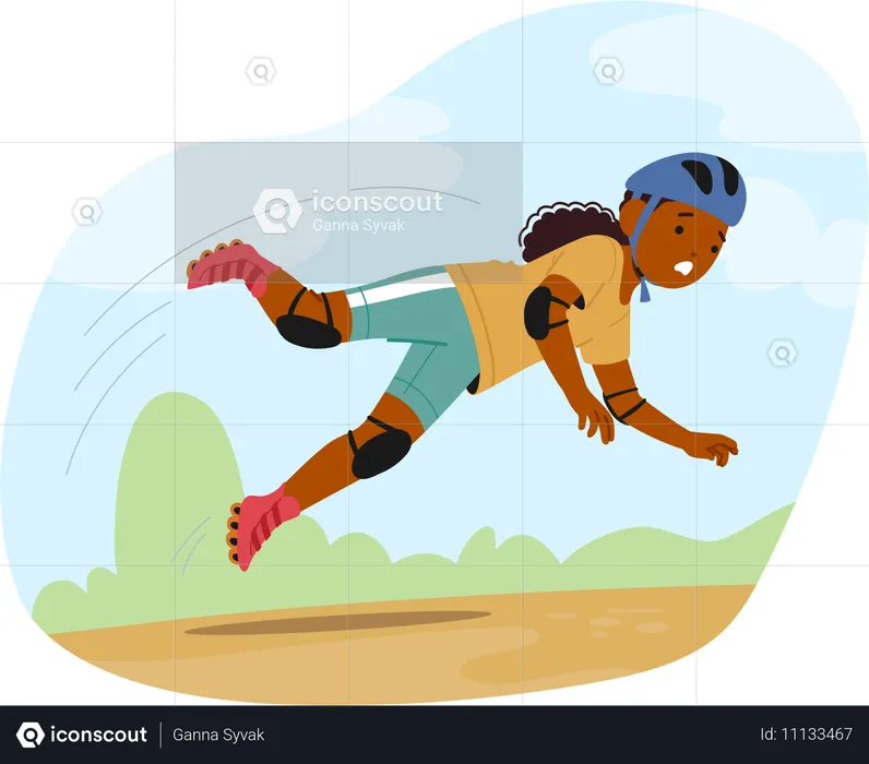 Child falling from skating  Illustration