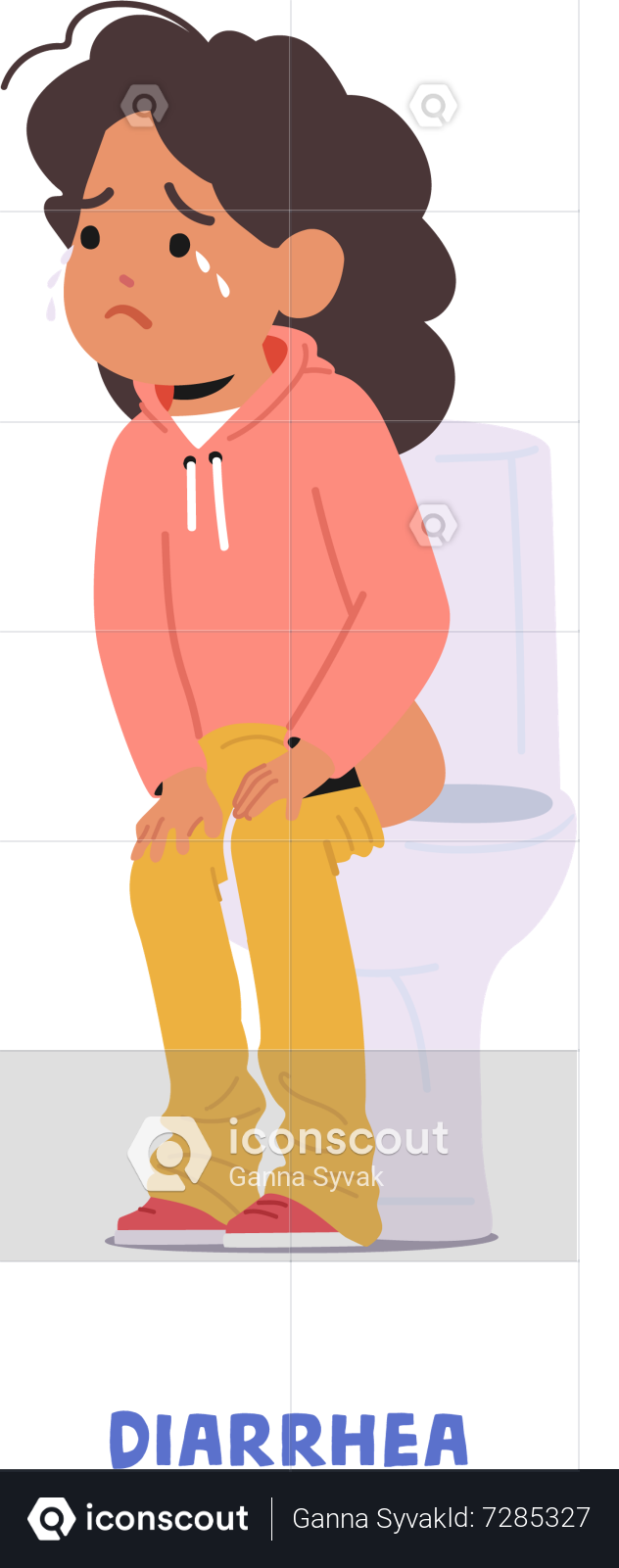 Child Girl With Diarrhea Illustration - Free Download People ...