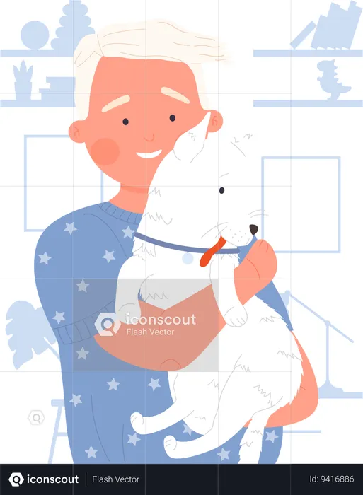 Child Hold dog  Illustration